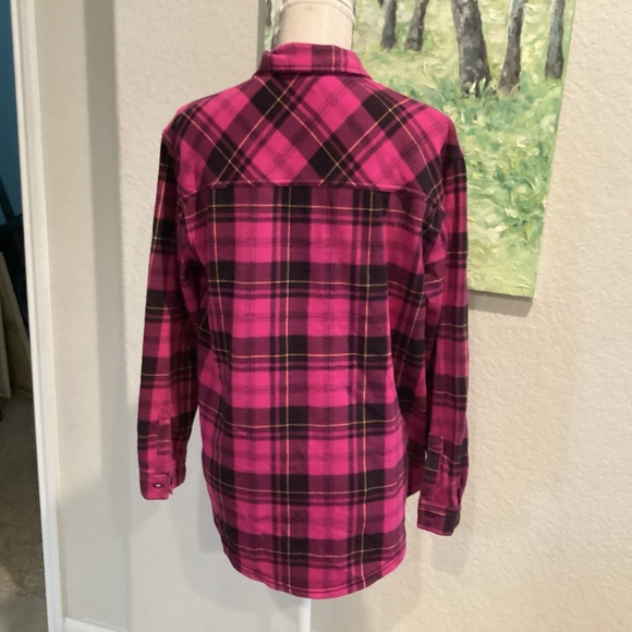 Time and Tru Fuchsia and Black Plaid Shirt - Picture 3 of 5